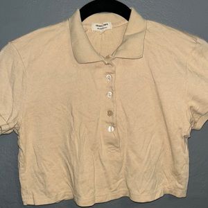 Tan collared crop top